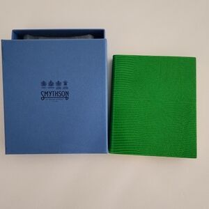 Smythson Of Bond Street Green Leather Croc effect Leather Notes Notebook NEW